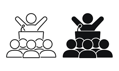 Conference, public speaking symbol. Illustration vector	