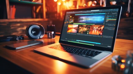 Laptop with Video Editing Software
