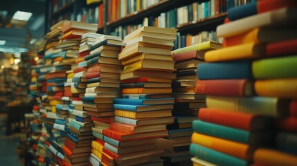 Obraz premium A Wall of Books in a Library