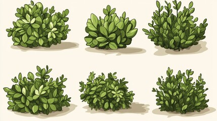 Obraz premium Small Neatly Trimmed Cartoon Bushes Collection