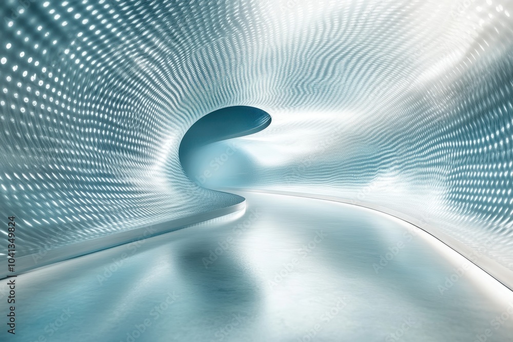 Aufkleber a modern, illuminated tunnel with a flowing design and soft light reflecting throughout
