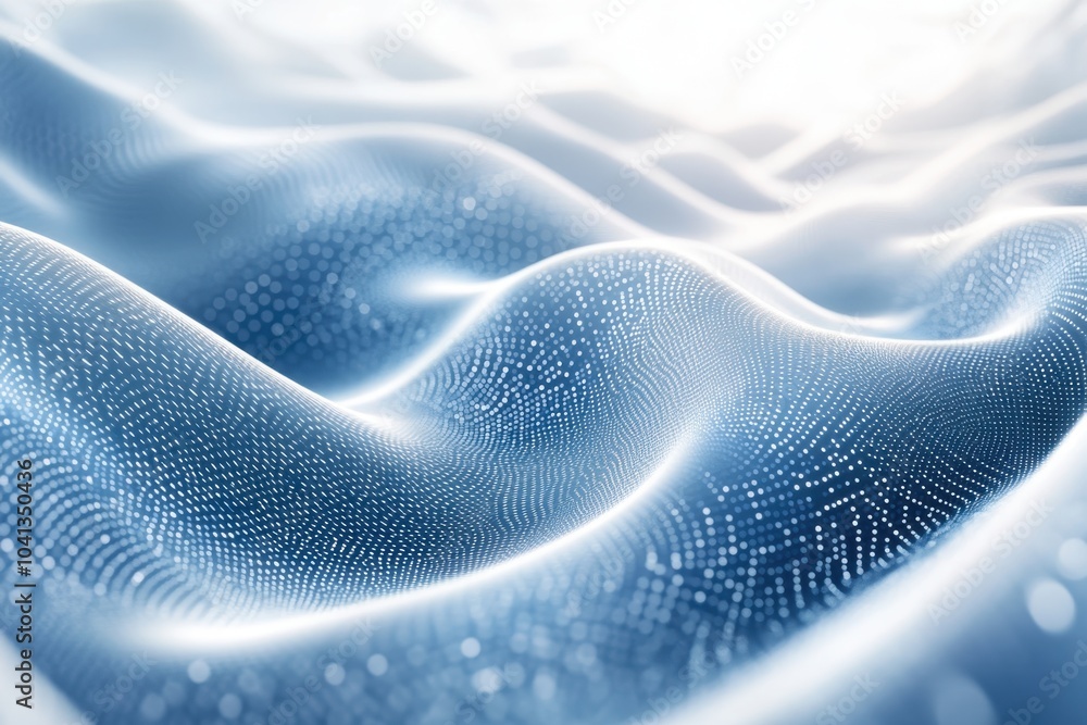 Aufkleber abstract pattern of shimmering blue fabric waves illuminated by soft light from above