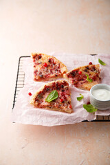 Homemade red berry tart with almond