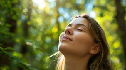 Naklejka premium Embracing nature a moment of serenity in the forest