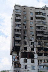 Damages after gas explosion in an apartment house. Building with gas stoves