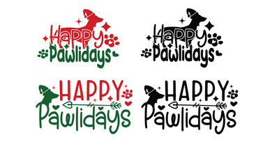 Happy Pawlidays Christmas Design.Dog lover Design. 