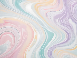 Obraz premium A detailed close-up of marbled paper with swirling patterns in soft pastel hues, isolated on a clean white surface