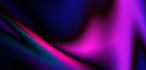 Dark blue digital abstract background with ultraviolet neon glow, blurry light lines, waves