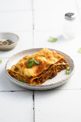 Homemade lasagna with minced beef