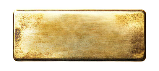 Fototapeta premium Blank golden nameplate with a textured surface, isolated on transparent cutout background