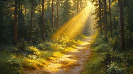 Obraz premium Sunlight Through the Forest