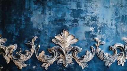 Blue Wall with Ornamental Detail