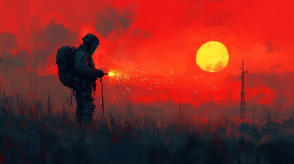 Obraz premium Man in Mask at Sunset