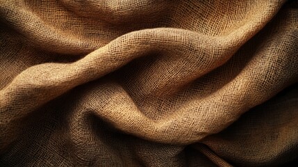 Fototapeta premium Close-up view of textured fabric with intricate patterns, showcasing its natural fibers and warm color tones. Ideal for textile design and crafts.