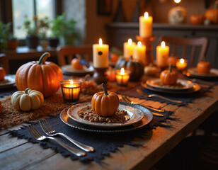 Naklejka premium Pumpkin Table Setting.