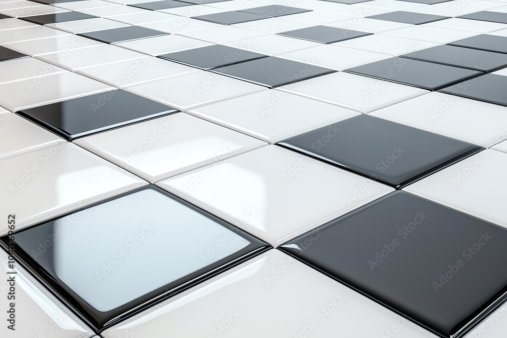Poster exploring the timeless elegance of black and white checkerboard patterns in modern design aesthetic 