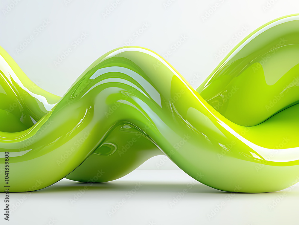 Poster vibrant waves of neon yellow and green an abstract exploration of color and form in modern design