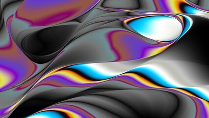 Liquid shapes abstract holographic 3D wavy background