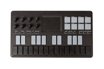 Small synth midi controller device for music production isolated no background cutout