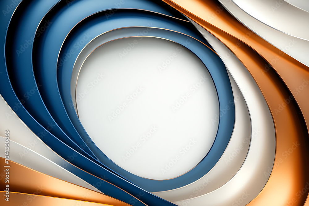 Aufkleber elegant navy blue and copper abstract swirl pattern with soft curves creating a modern aesthetic fee