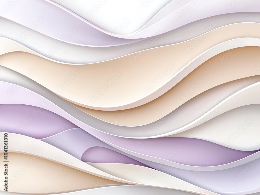 Poster soft serene waves a pale lavender and cream gradient background for calm and tranquility in design