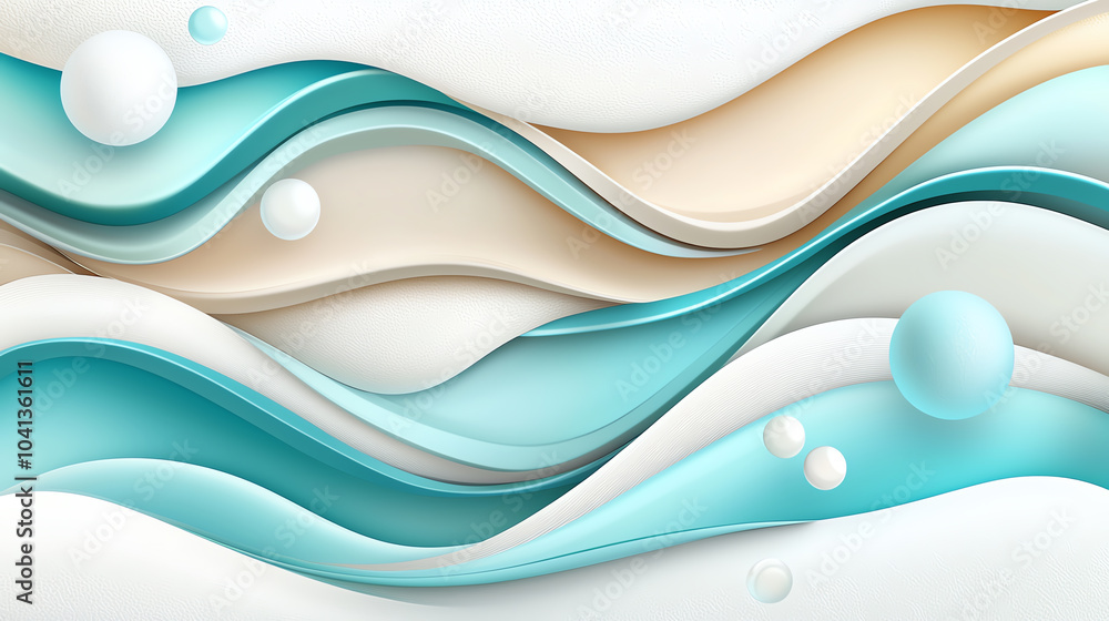 Poster fluid harmony a turquoise and teal wave pattern background capturing the essence of serenity and mot