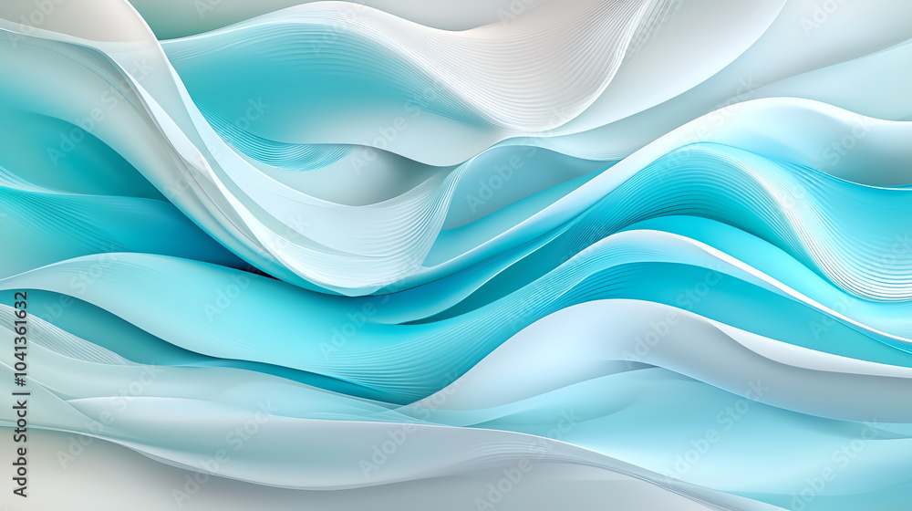 Poster fluid harmony exploring the serene beauty of turquoise and teal wave patterns in abstract design