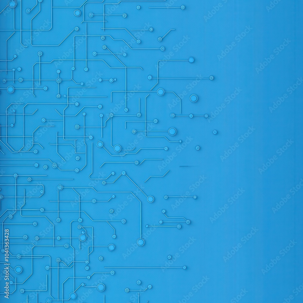 Poster an abstract blue background with intricate circuit-like patterns, evoking a sense of technology and 