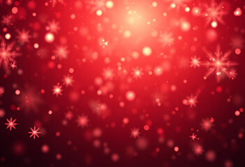 Christmas theme snowflakes in motion on a red background with bokeh effect