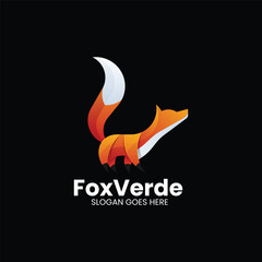 Vector Logo Illustration Fox Gradient Colorful Style
