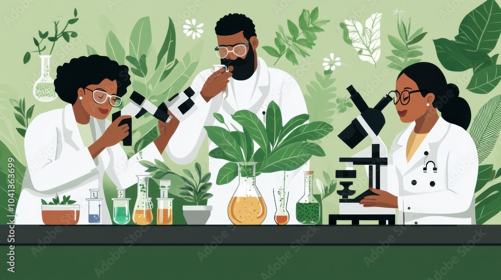 Aufkleber team of scientists working in a laboratory setting