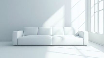 Modern White Sofa in Bright Minimalist Room