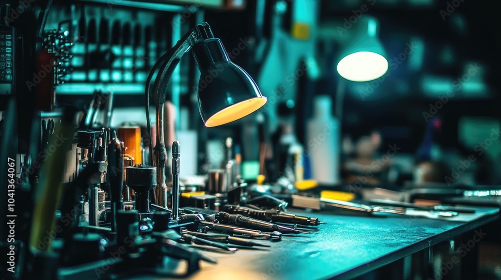 Poster tools and workbench in workshop setting