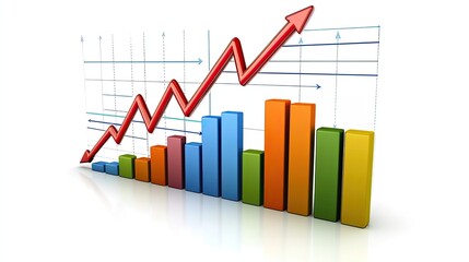 Dynamic Growth Chart with Rising Arrow and Bars