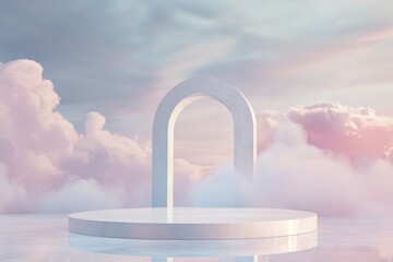 Dreamy Pastel Cloudscape with Marble Arch - Surreal Landscape Design