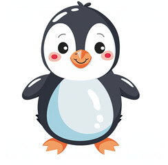 Obraz premium A cute penguin on white background. Cartoon baby character illustration