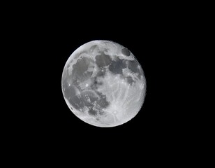 Fototapeta premium Full moon illuminating the night sky, representing lunar phases, astronomy, and nighttime beauty.