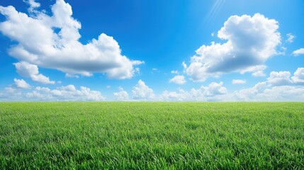 Obraz premium Lush Green Field Under Bright Blue Sky