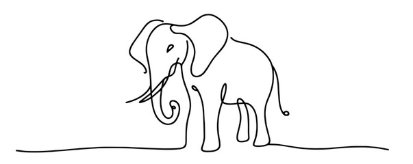 graceful line art of an elephant emphasizing simplicity and beauty black vector