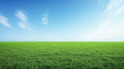 Fototapeta premium Lush Green Field Under a Clear Blue Sky