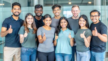 A diverse group of Indian volunteers posing together after a successful event.
