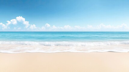 Fototapeta premium Serene Beach with Calm Waves and Clear Blue Sky