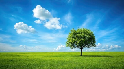 Obraz premium Lush Green Tree Under Bright Blue Sky