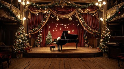 Obraz premium Beautifully Decorated Christmas Concert Stage