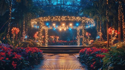 Obraz premium Beautifully Decorated Stage in Botanical Garden