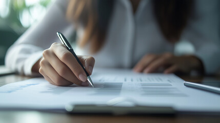 Fototapeta premium Accountant Reviewing Financial Statements for Accuracy and Compliance