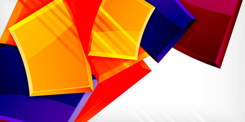 Round 3d shapes, plates background. Creative composition design template