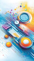 Obraz premium Abstract digital art with vibrant colors and geometric shapes.