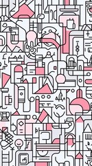 Fototapeta premium Abstract geometric pattern with pink and black elements.