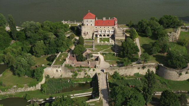 top view of tata castle, Hungary.